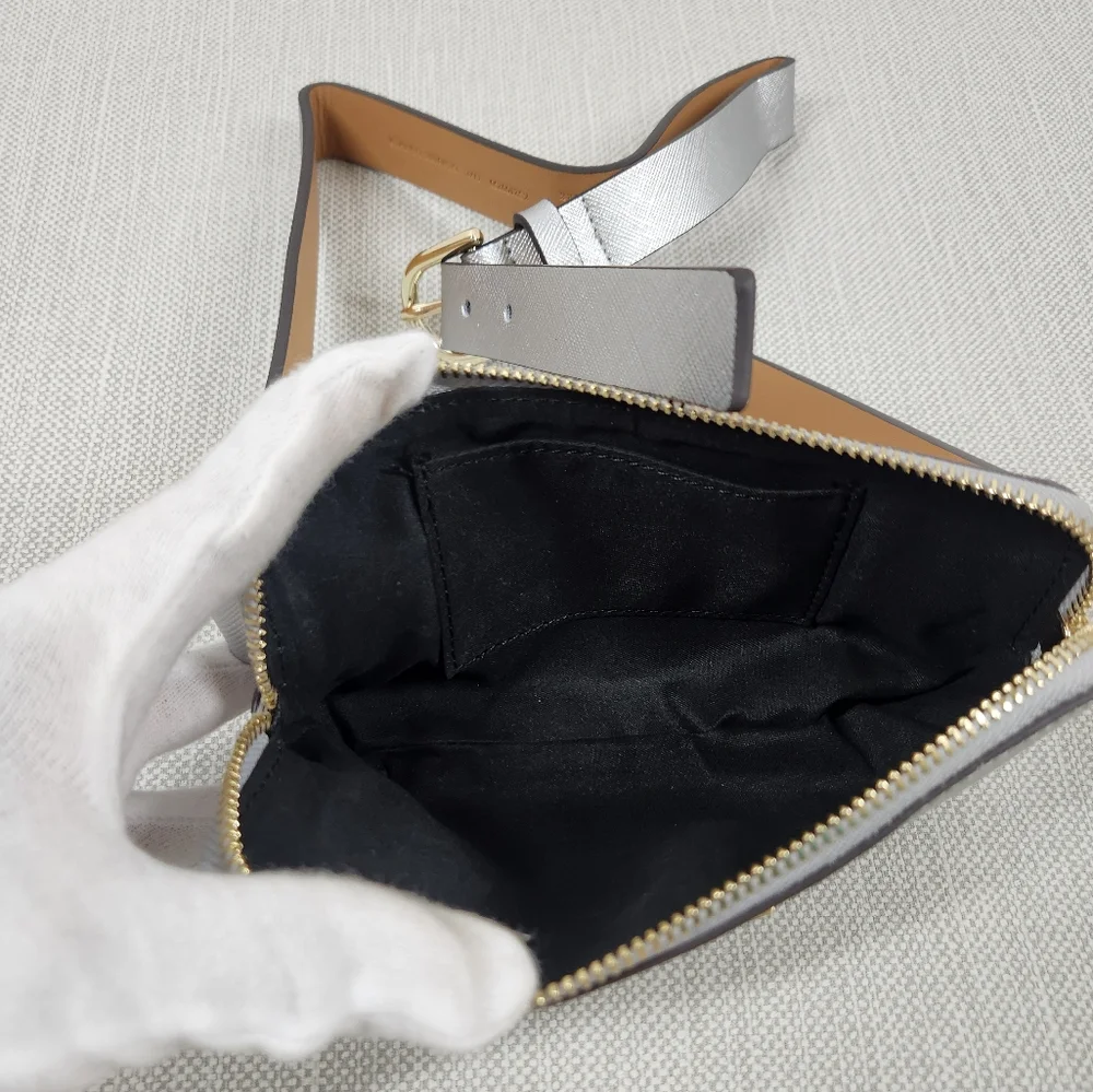 Kate spade L/XL silver leather adjustable belt bag